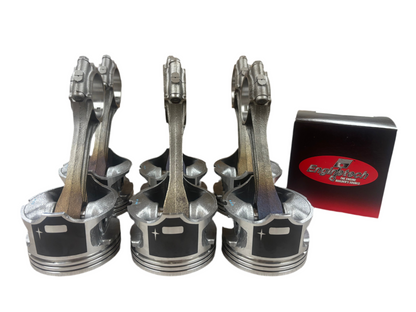 New 4.0 Pistons Pre-Assembled on Used Rods. Full Set with New Rings. New Brands Available.