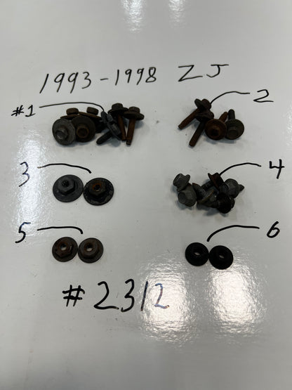 Jeep Front Clip Hardware. Screws/Nuts/Bolts Ect