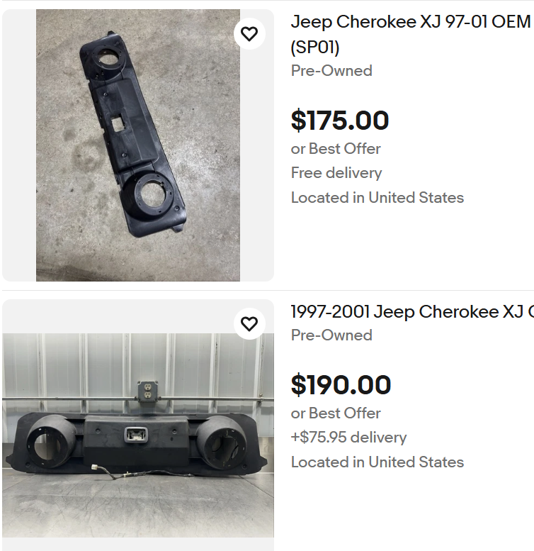 Speaker Sound Bar - Speaker Support -  Jeep Cherokee XJ -  1997-2001