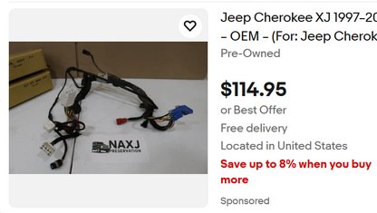 Power Door Wiring Harness - 1997-2001 - Jeep Cherokee XJ