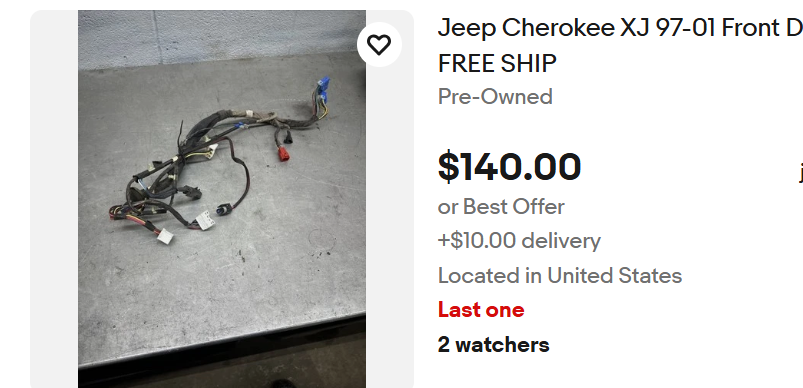 Power Door Wiring Harness - 1997-2001 - Jeep Cherokee XJ