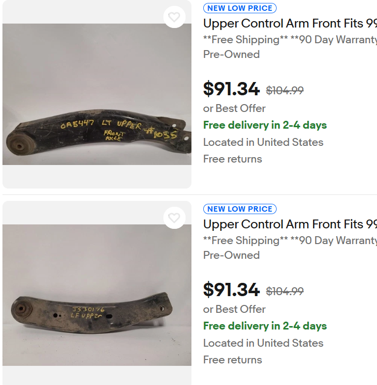 Upper Control Arms - Front - OEM - Jeep Grand Cherokee WJ - 1999-2004 - XJ UPGRADE!