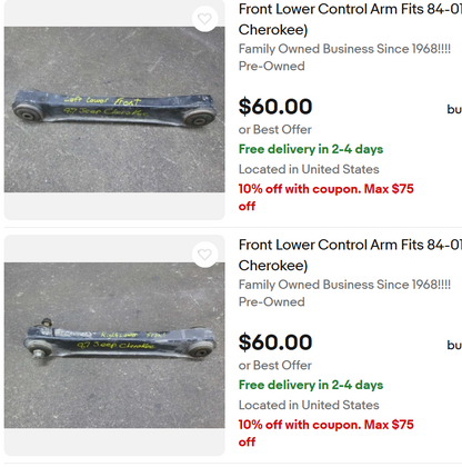 Lower Control Arms - Front - OEM - Jeep Cherokee XJ & Grand Cherokee ZJ