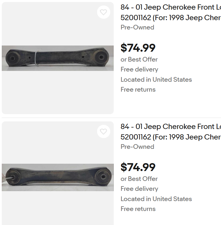 Lower Control Arms - Front - OEM - Jeep Cherokee XJ & Grand Cherokee ZJ