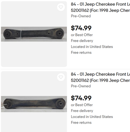 Lower Control Arms - Front - OEM - Jeep Cherokee XJ & Grand Cherokee ZJ