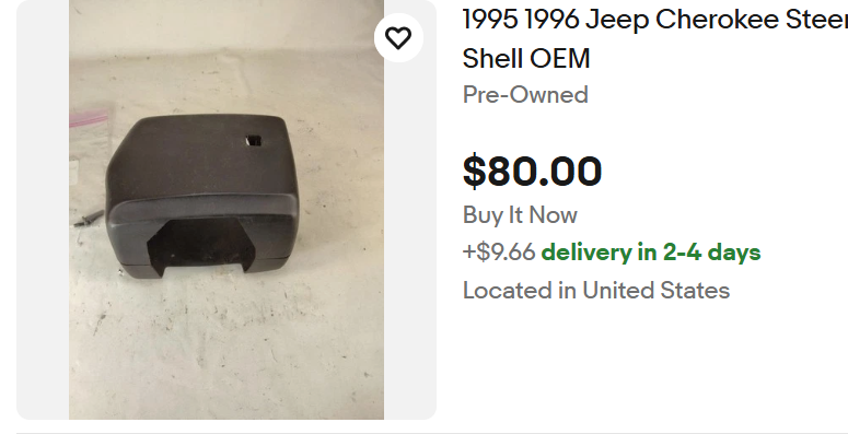 Steering Column Cover / Surround 95-96 Jeep Cherokee XJ & 93-98 ZJ