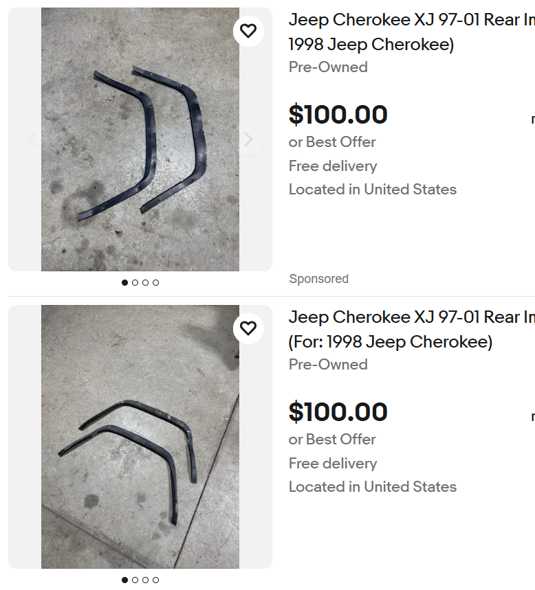 Rear Inner Fender Covers - Jeep Cherokee XJ - Pair