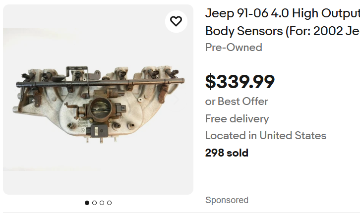 Air Intake Manifold  - 1999-2006 Jeep 4.0L  - "Horse Shoe style"