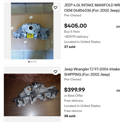 Air Intake Manifold  - 1999-2006 Jeep 4.0L  - "Horse Shoe style"