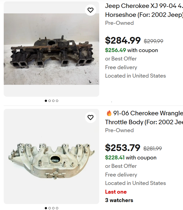 Air Intake Manifold  - 1999-2006 Jeep 4.0L  - "Horse Shoe style"