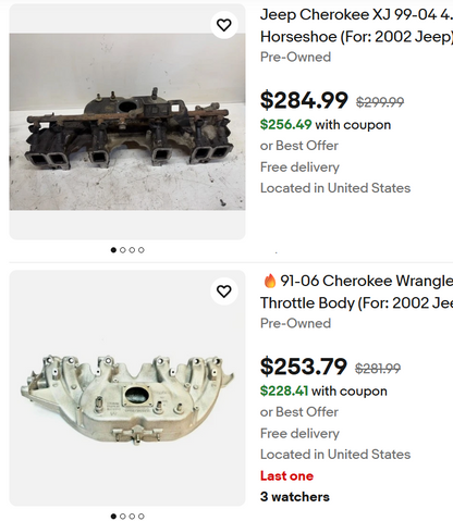 Air Intake Manifold  - 1999-2006 Jeep 4.0L  - "Horse Shoe style"