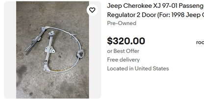 MANUAL Window Regulators - 1997-2001 Jeep Cherokee XJ